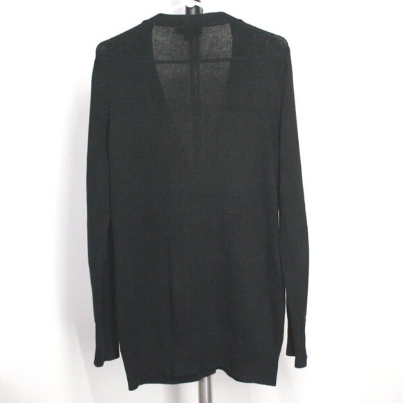 Banana Republic Factory Black V-Neck Lightweight Cable Knit Midi Cardigan Sz L - Picture 6 of 10